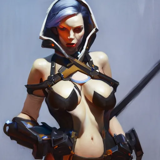 Image similar to greg manchess portrait painting of partially armored lady death as overwatch character, medium shot, asymmetrical, profile picture, organic painting, sunny day, matte painting, bold shapes, hard edges, street art, trending on artstation, by huang guangjian and gil elvgren and sachin teng