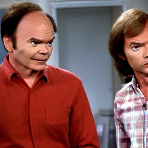 Prompt: still of Eric and Red Forman from That 70s Show