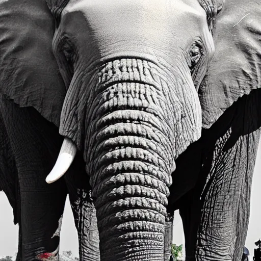 Image similar to a photo of a gigantic elephant kaiju elephant