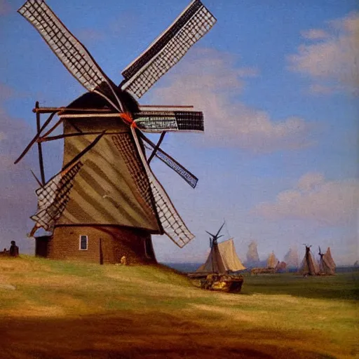 Image similar to dutch windmill golden age oil painting