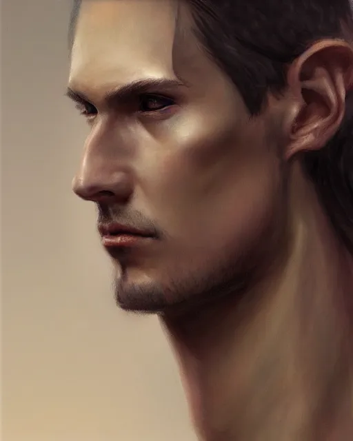 Image similar to semi realistic portrait of a skinny man having tree different eyes with a huge and big Adam's apple by Stanley Artgerm Lau, WLOP, Rossdraws, James Jean, Andrei Riabovitchev, Marc Simonetti, and Sakimichan, trending on artstation