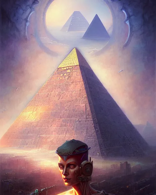 Prompt: a large pyramid made of pyramids and eyes fantasy character portrait, ultra realistic, wide angle, intricate details, blade runner artifacts, highly detailed by peter mohrbacher, boris vallejo, hajime sorayama aaron horkey, gaston bussiere, craig mullins
