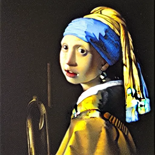 Prompt: duck with a pearl earring by michael sowa, johannes vermeer.