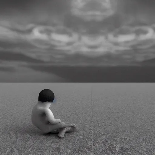 Image similar to sweetboy desolation, in the style of hiroya oku and riyoko ikeda and stanley kubrick, black and white, photorealistic, epic, super technical, profound, surreal 3 d render
