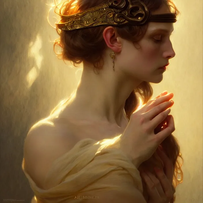 Image similar to being of light, diffuse lighting, fantasy, intricate, elegant, highly detailed, lifelike, photorealistic, digital painting, artstation, illustration, concept art, smooth, sharp focus, art by john collier and albert aublet and krenz cushart and artem demura and alphonse mucha