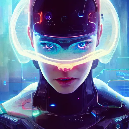 Image similar to cyborg holographic, translucent, detailed portrait, intricate complexity, by greg rutkowski, artgerm, ross tran, conrad roset, takato yomamoto, ilya kuvshinov. 4 k, beautiful, cinematic dramatic atmosphere