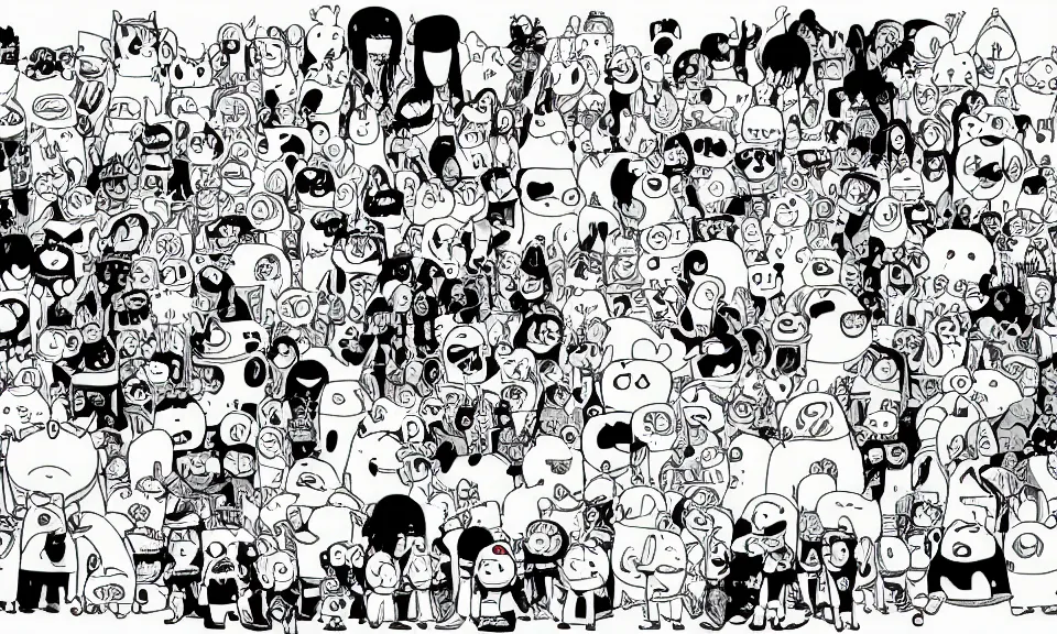 Image similar to Extremely detailed manga drawing of the cartoon Adventure Time