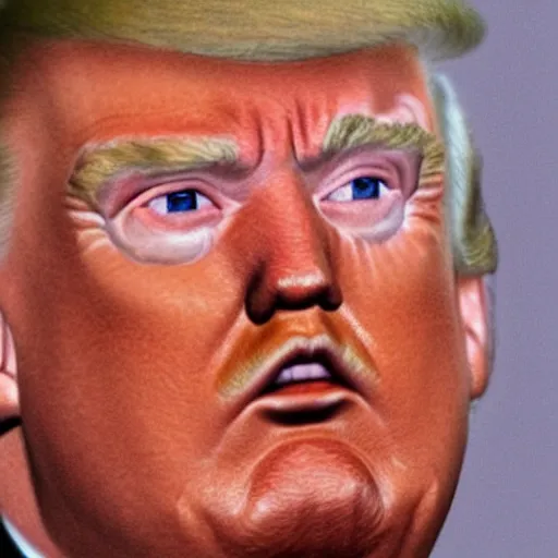 Image similar to a close up view of the face a hybrid between donald trump and hitler