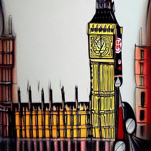 Prompt: Cartographism painting of Big Ben