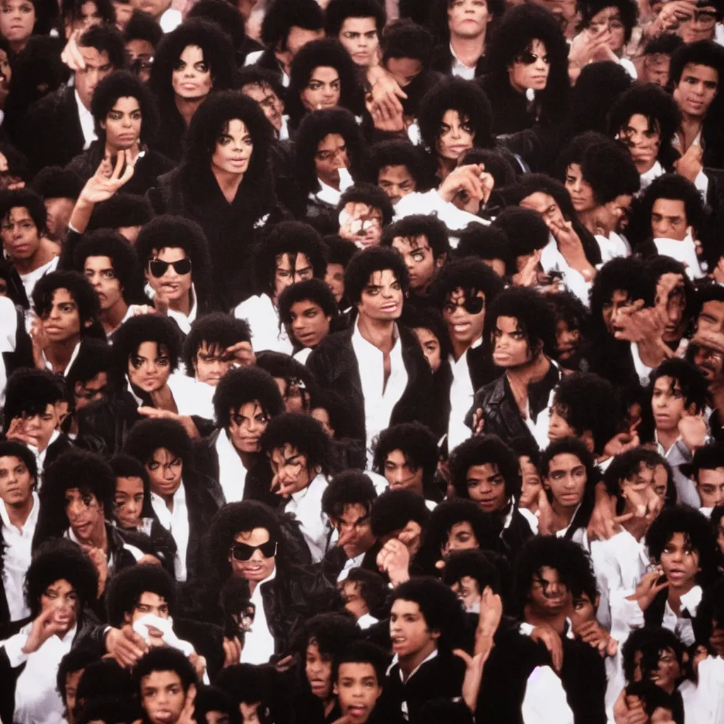 Image similar to michael jackson in a crowd of michael jacksons, photo, 4 k