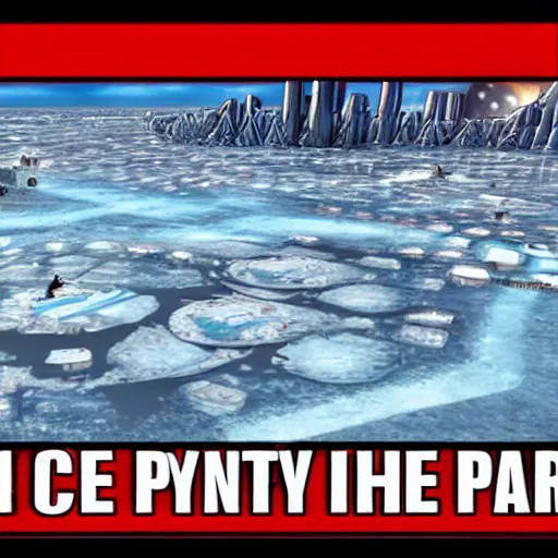 Prompt: ice planet have big city