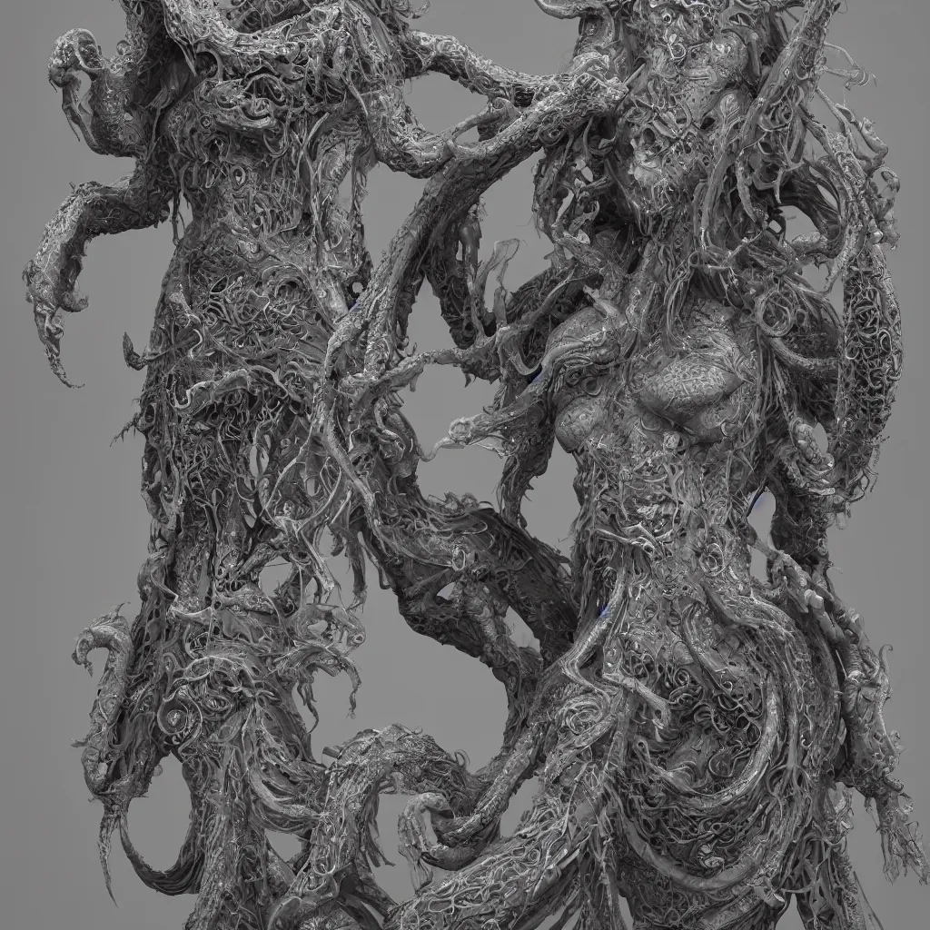 Prompt: a ancient cthulhu goddess, fantasy, intricate, highly detailed, artstation, zbrush, concept art, smooth, octane render sharp focus, full color