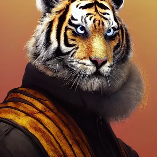 Image similar to a beautfiul award winning aesthetic commission of an antrho albino tiger wearing a black padded hooded puffer jacket,digital art,art by artgerm,character design by charles bowater,ross tran,photorealistic,detailed face,hyperdetailed,western comic,2021,artstation,deviantart