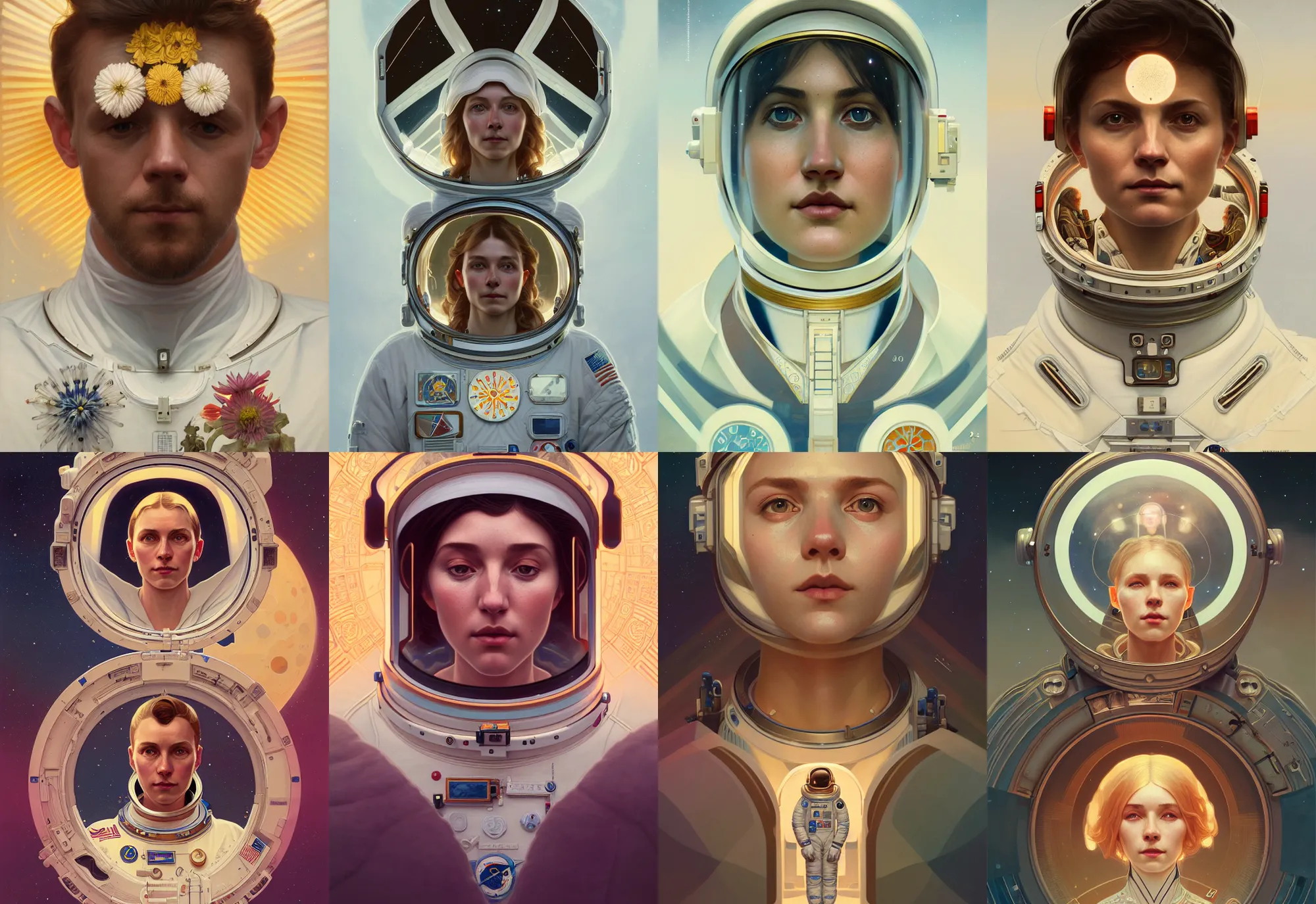Prompt: symmetry!! portrait of an astronaut in midsommar style, intricate, elegant, highly detailed, digital painting, artstation, concept art, smooth, sharp focus, illustration, art by wolp and greg rutkowski and alphonse mucha, 8 k