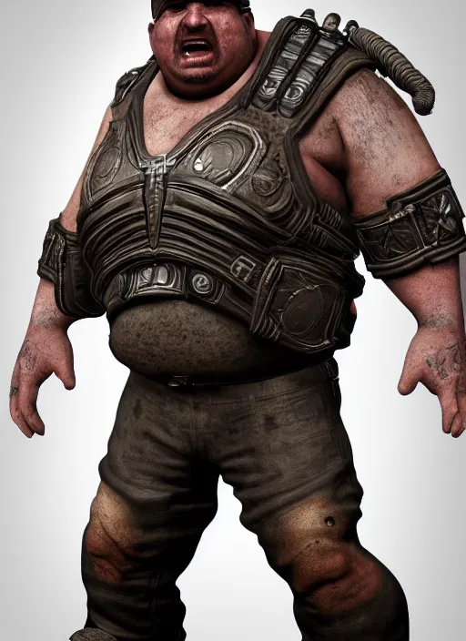 Prompt: Morbidly obese Marcus Fenix from Gears of War, detailed 3D render