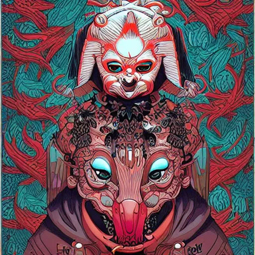 Image similar to Asura by James Jean and dan mumford and strongstufftom