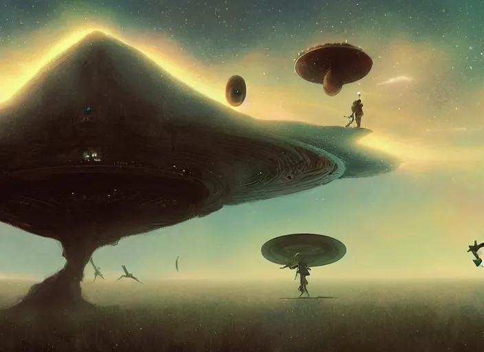 Image similar to unpublished photo of ufo, tripod, winds, by john howe & victo ngai & craig mullins & peter mohrbacher