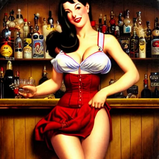 Image similar to tifa lockheart in her bar by gil elvgren