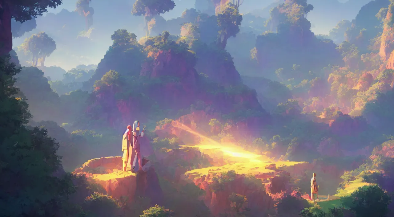 Image similar to a mystical landscape where inter dimensional beings live painting stylized digital video game icon global illumination ray tracing 8 k hd resolution, by ilya kuvshinov and cushart krentz and gilleard james