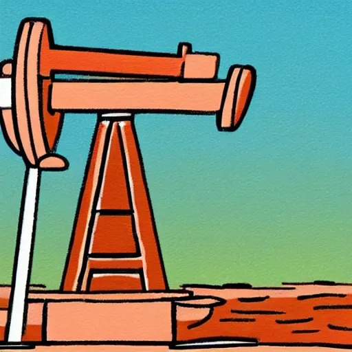 Image similar to cartoon sketch of an oil well