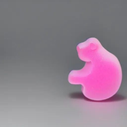 Prompt: photo of pink gummy bear, studio lighting, white background