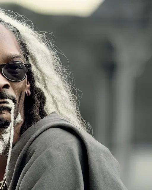 Image similar to Snoop Dogg in the role of Gandalf the Grey, film still, amazing short, 8K, IMAX, ultra detailed