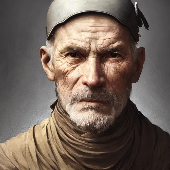 Prompt: excellent painted portrait of a retired elderly 15th century swiss mercenary, high quality painting with detailed face, 4k, trending on artstation, octane render, art by artgerm and greg rutkowski and alphonse mucha and craig mullins and James Jean and Andrei Riabovitchev and Marc Simonetti and peter mohrbacher