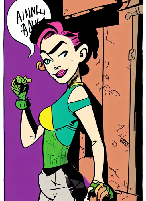 Image similar to a portrait of a pretty sewer punk young lady by darwyn cooke