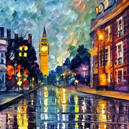 Prompt: 1960's London street by the river Thames by William Henrits, Hovik Zohrabyan, Linda Wilder, Ken Hong Leung, Johan Messelm, Leonid Afremov