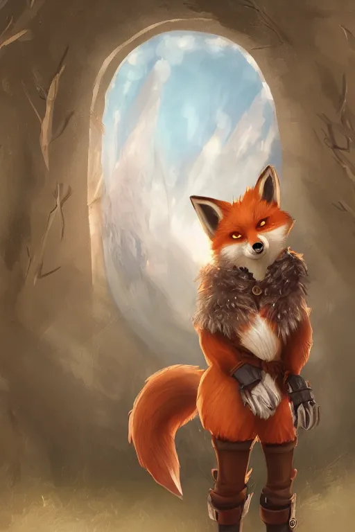 Image similar to an anthropomorphic medieval fox with a fluffy tail, backlighting, trending on artstation, digital art, furry art, trending on furaffinity, fantasy art, by kawacy