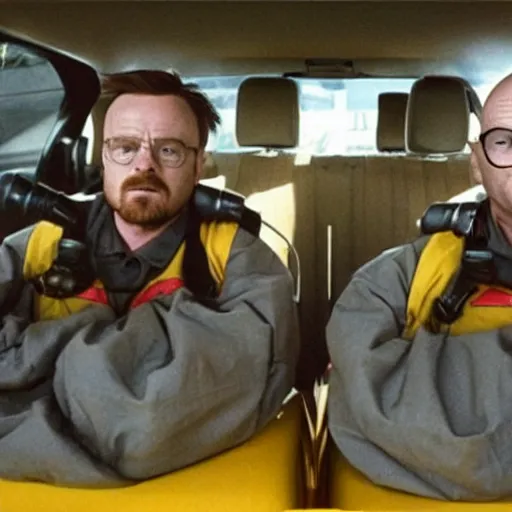 Image similar to walter white and jesse pinkman as ghostbusters