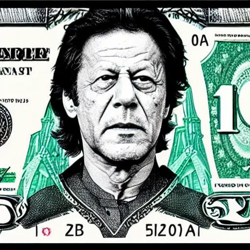 Prompt: Imran Khan on the dollar bill