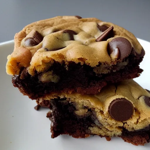 Prompt: a mix of chocolate chip cookie and brownie, 8k