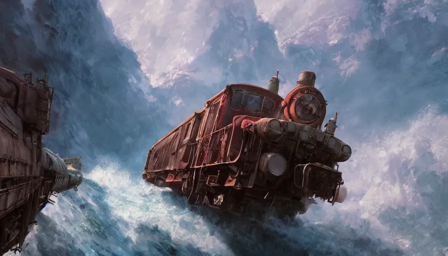 Image similar to craig mullins and ghibli digital illustration of a long train dragon in deep ocean unreal engine, hyper realism, realistic shading, cinematic composition, realistic render, octane render, detailed textures, photorealistic, wide shot