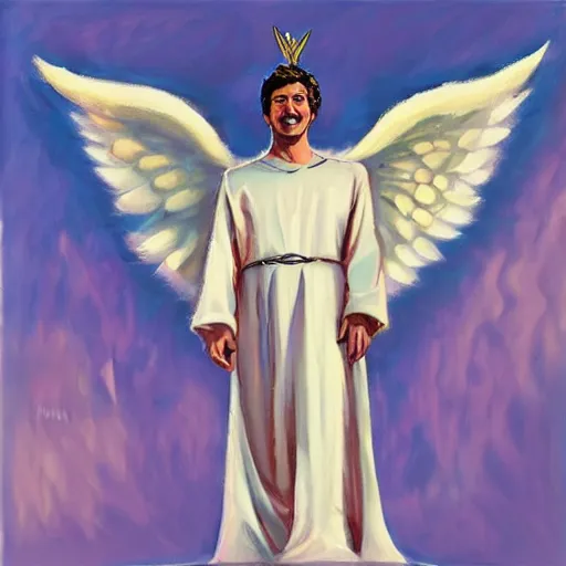 Image similar to piero angela as an angel in the sky, art by artgerma