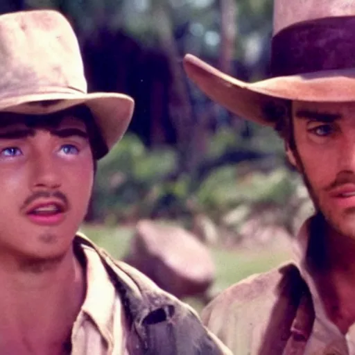 Prompt: a film still of young Joseph Joestar from Battle Tendency in Raiders of the Lost Ark(1981)