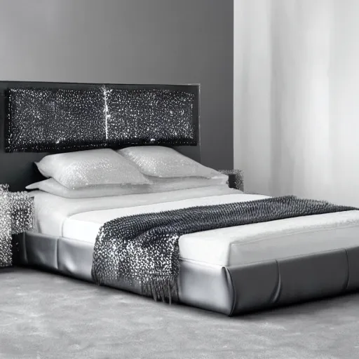 Image similar to a bed made out of clouds and shimmering diamonds