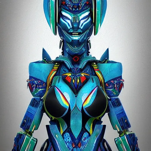 Image similar to a female transformer with tribal paint, flirty eyes, very symmetrical face, highly detailed, by vitaly bulgarov, by steven zavala, by matt tkocz, by shane baxley, transformers cinematic universe, pinterest, deviantart artstation _ h 7 5 0