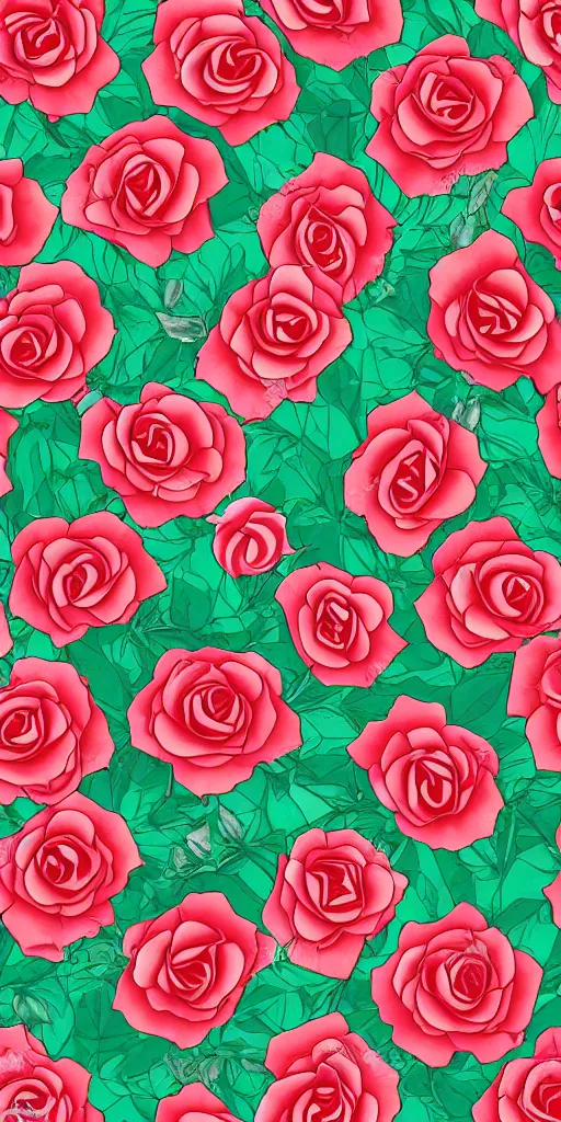 Image similar to seamless pattern of beautiful roses with leaves and throns, colourful, symmetrical, repeating 35mm photography