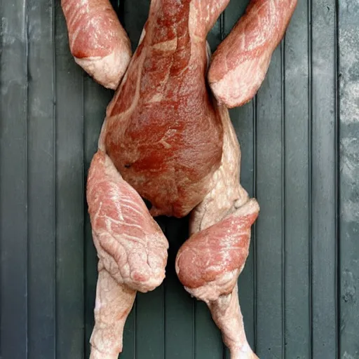 Prompt: meat with a camel toe