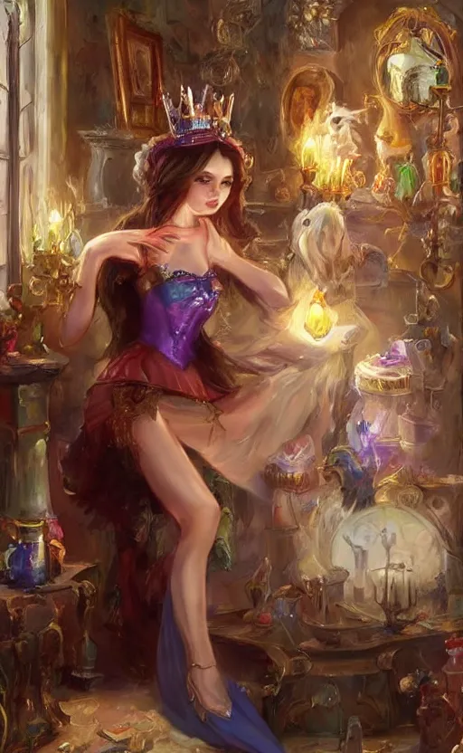 Prompt: Alchemist Princess. by Konstantin Razumov, horror scene, highly detailded