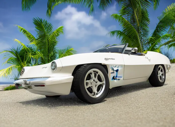 Image similar to hyperrealism, detailed textures, photorealistic 3 d render, a dreamy beach in cuba, a 1 9 9 0 coervette stingray with a blazing pearl white colour scheme, mickey thompson tires, centrerline rims, sharp focus, ultra realistic, ultra high pixel detail, cinematic, intricate, cinematic light, concept art, illustration, art station, unreal engine 8 k