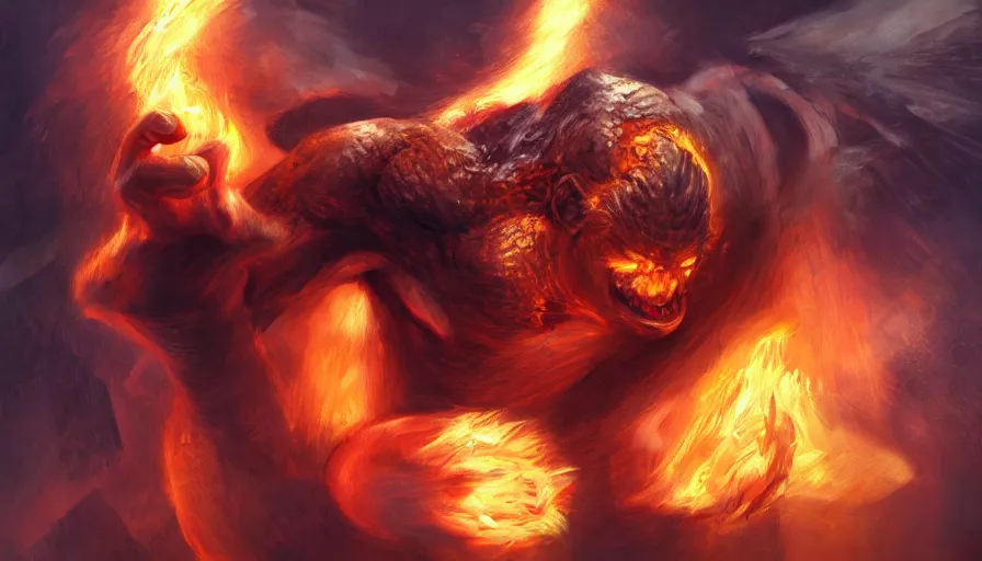 Image similar to Balrog, beautiful realistic artwork on artstation