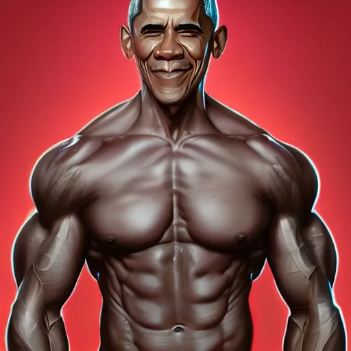 Image similar to Muscular Obama , digital art , hyperdetailed , artstation , cgsociety , matt painting , concept art