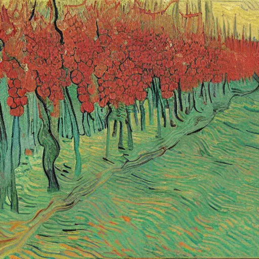 Image similar to raspberries in a forest by Vincent van Gogh