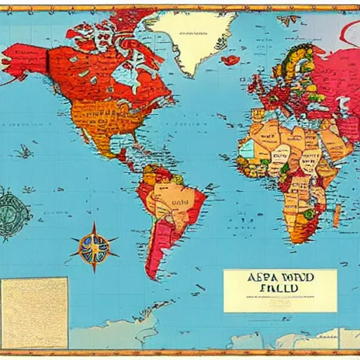 Prompt: Map of the world where all countries are filled in by their flag