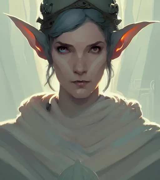 Prompt: portrait of a elven mage ( dragon age ) by atey ghailan, by greg rutkowski, by greg tocchini, by james gilleard, by joe fenton, by kaethe butcher, dynamic lighting, gradient light blue, brown, blonde cream and white color scheme, grunge aesthetic