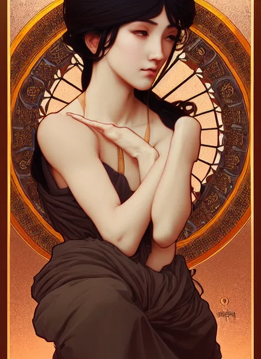 Image similar to A beautiful female monk, highly detailed, digital painting, smooth, sharp focus, tarot illustration, art by artgerm and alphonse mucha, high definition digital art, in the style of Ross tran and ilya kuvshinov