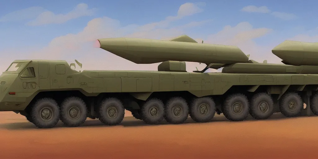 Prompt: accurate image of the himars vehicle by goro fujita