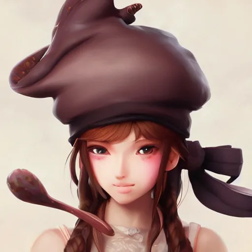 Image similar to personification of chocolate cupcake, cute hats, unreal engine, highly detailed, digital illustration by artgerm, tooth wu, studio ghibli, deviantart, sharp focus, artstation, bakery by greg rutkowsky, sweetes